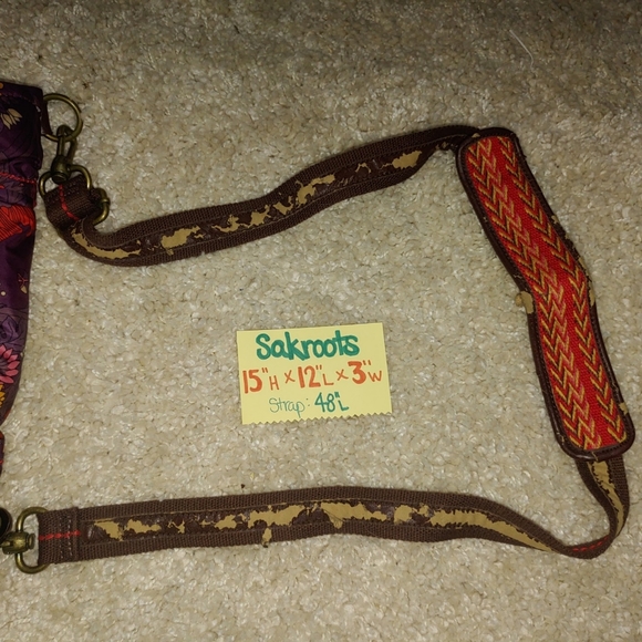 Sakroots Large Purple Foldover Floral Crossbody Satchel Shoulder Handbag Purse - Picture 15 of 15